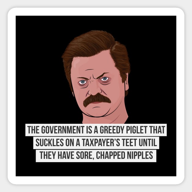 Ron Swanson on The Government Sticker by BluPenguin